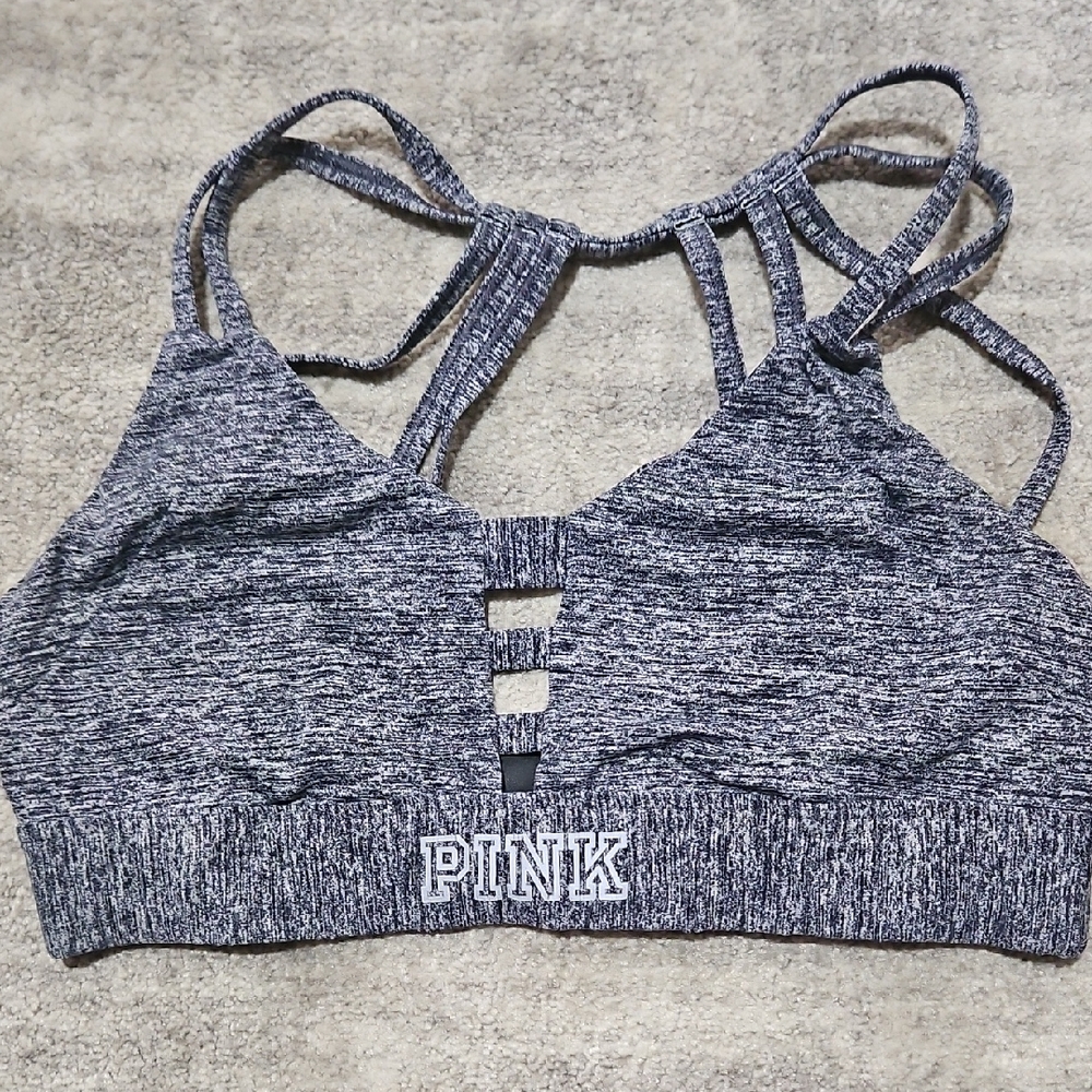 PINK Victoria's Secret Heathered Sports Bra